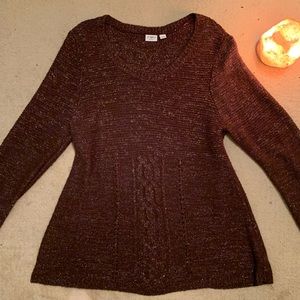 Brown knit long sweater top